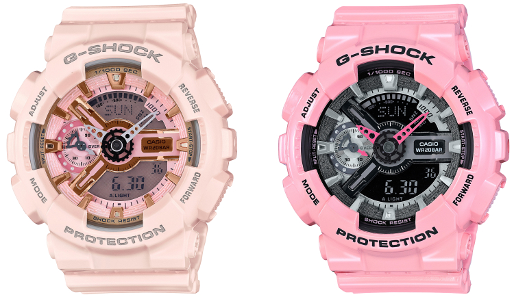 Růžové hodinky Casio G-Shock, modely GMA S110MP-4A1 a S110MP-4A2 