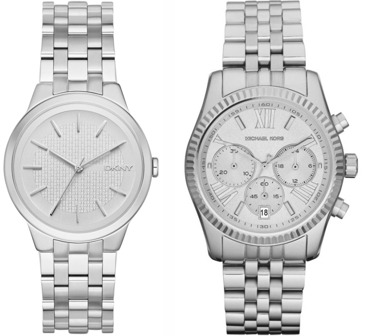 Ocelové dámské hodinky DKNY a Michael Kors