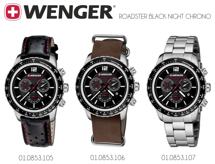 Wenger Roadster Black Night Chrono, modely 01.0853.105, 01.0853.106 a 01.0853.107