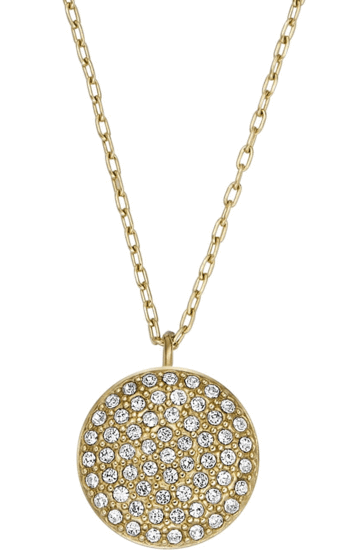 Fossil Sadie Glitz Disc Gold-Tone Stainless Steel Chain Necklace JF04544710
