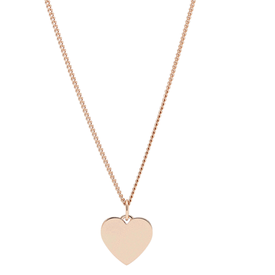 FOSSIL ENGRAVABLE HEART ROSE GOLD-TONE STAINLESS STEEL NECKLACE JF03021791