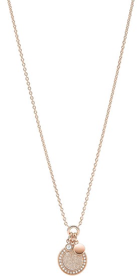 FOSSIL Halo Rose Gold-Tone Steel Pendant Necklace JF03265791