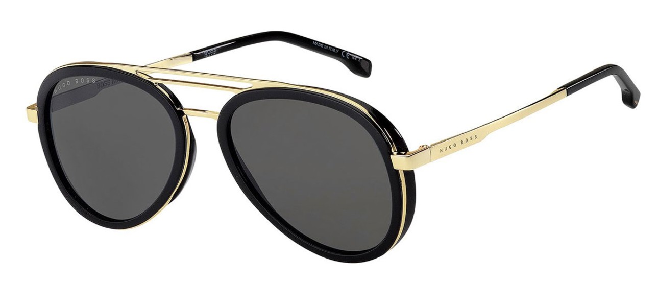 Hugo Boss Triple-bridge sunglasses with black and gold-tone frames 1254/S 2M2/IR