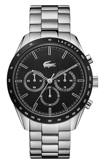 Lacoste Boston Chrono Watch - Black With Stainless Steel Strap 2011079