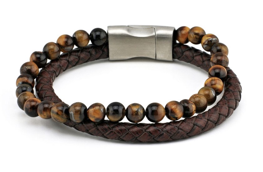 BROWN LEATHER BRACELET WITH TIGER´S EYE BY MENVARD MV1041 195