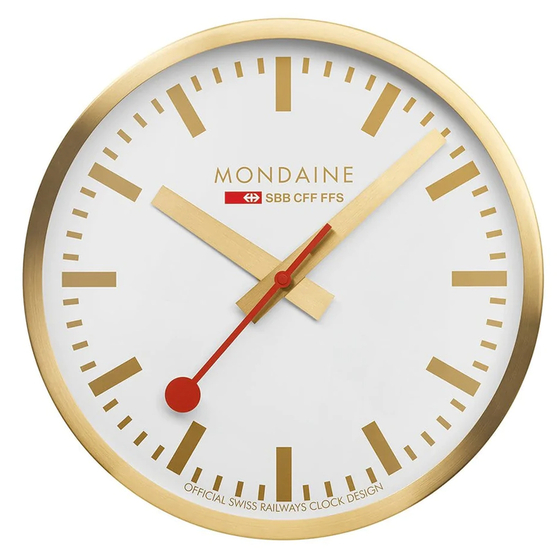 MONDAINE WALL CLOCK 25cm golden clock A990.CLOCK.18SBG