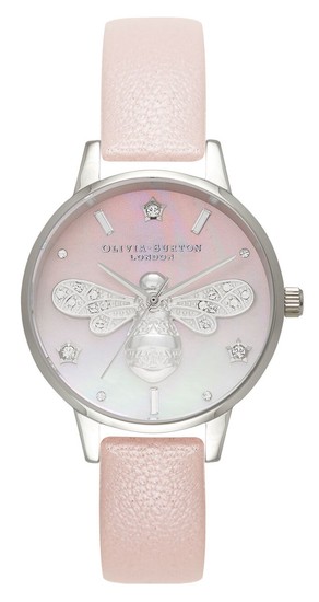 Olivia Burton Sparkle Bee Pearl Pink & Silver Watch OB16GB09