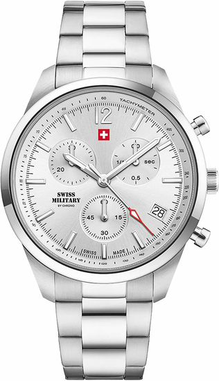 SWISS MILITARY BY CHRONO CHRONOGRAPH 42MM STAINLESS STEEL WATCH SM34097.02
