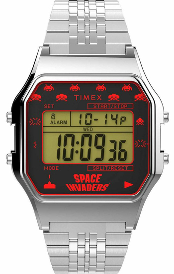 TIMEX T80 x SPACE INVADERS 34mm Stainless Steel Bracelet Watch TW2V30000